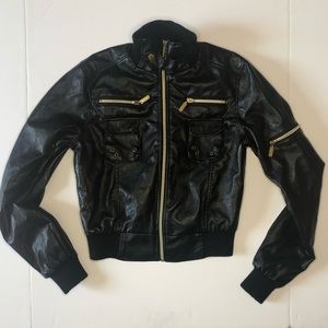 XOXO cropped Vegan leather like  jacket size small